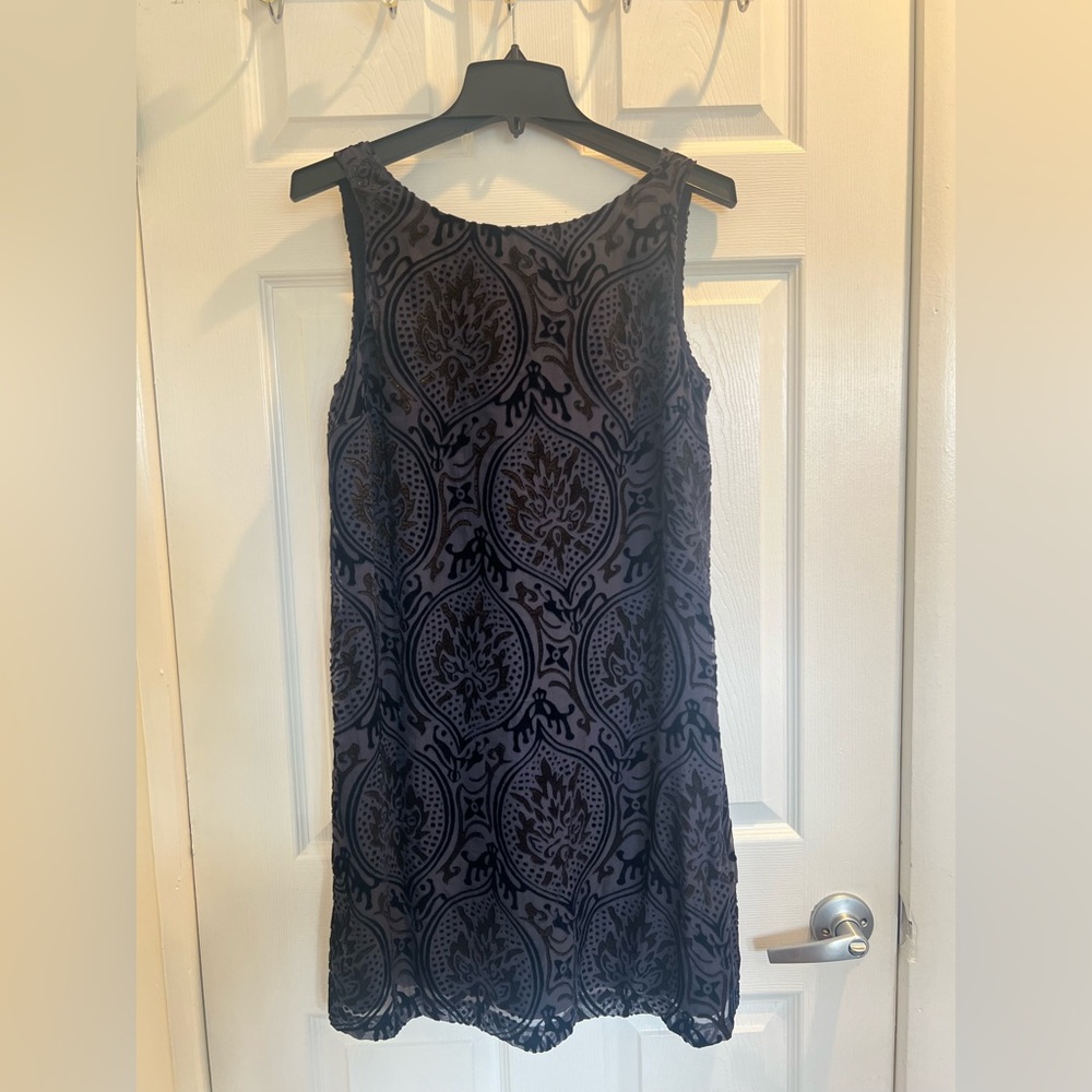 LOFT Navy Blue Sleeveless Shift Velvet Dress